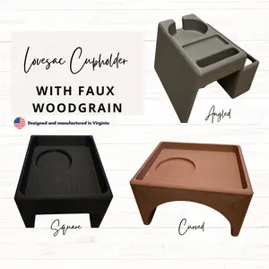Made to Order - Lovesac Compatible Cupholder - Angled, Square and Round Arm Couch - Faux Wood Texture - Cup Holder, Tray & Basket Options! Ships in 5-7 Days