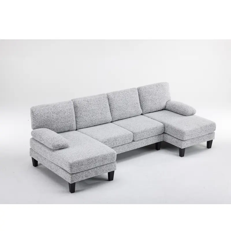 【Not a set】Karlhome Chenille Deep Seat Loveseat Sofa - 141in & 111in Creamy Cloud Design, 1000lb Capacity, Vacuum-Clear Legs, Cotton, Sturdy, Deep U-Shape Smart Floor Space Use, Living Room Decor, Apartment Furniture