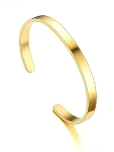 Elegant Adjustable Stainless Steel Bracelet, Non-Fading Unisex Couple Jewelry, High-Quality Open Bangle for Men & Women, Elegant Minimalist Bangle, Stackable Bracelets