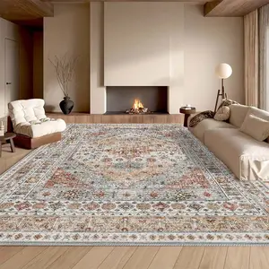 Moroccan Bohemian Style Carpet, Persian Nordic Vintage Print Rug, Soft Fluffy Indoor Outdoor Mat, Home Decor Floor Covering