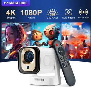 [US warehouse] Magcubic HY310 Projector Native 1080P 330ANSI Auto Focus Keystone Correction 4K Videosource Supported BT5.4 WIFI6 60Hz Reflash Home Cinema Mini Projector 130"Screen Audio Airmouse Built-in Speaker Allwinner H713 180°Flexible Rotating