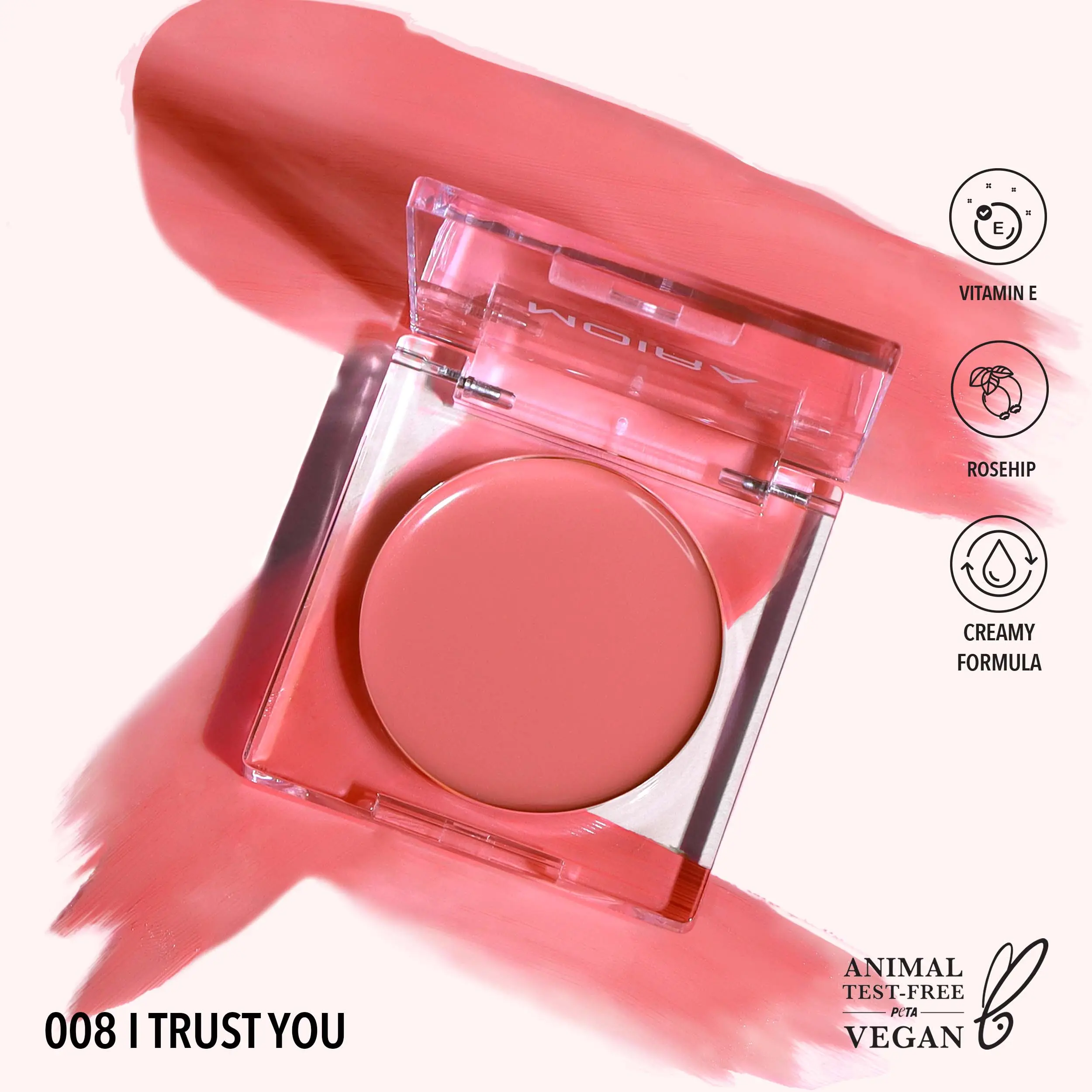 MOIRA | Loveheat Cream Blush (008, I Trust You) | Dewy Cream Blush with Lightweight, Blendable Color
