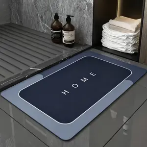 Modern Super Absorbent Quick-Dry Diatomaceous Bath Mat - Non-Slip Soft Floor Mat, Machine Washable, Durable, with Minimalist Text Design for Bathroom, Kitchen (Customization Available)