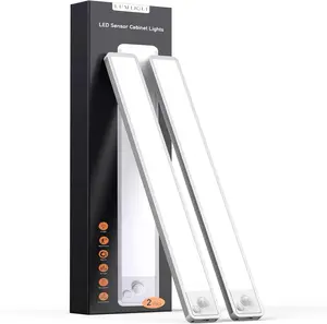 Sleek Under-Cabinet Lights - Wireless LED Motion Sensor Magnetic, 2200mAh Rechargeable (2-Pack, 10 Inch, Cool White) for Kitchen, Stairs