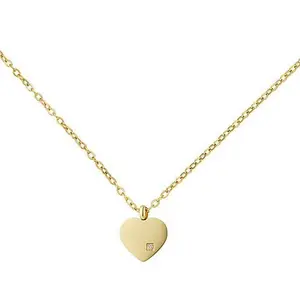 Stately Steel Stainless Steel CZ Accent Heart Pendant Necklace