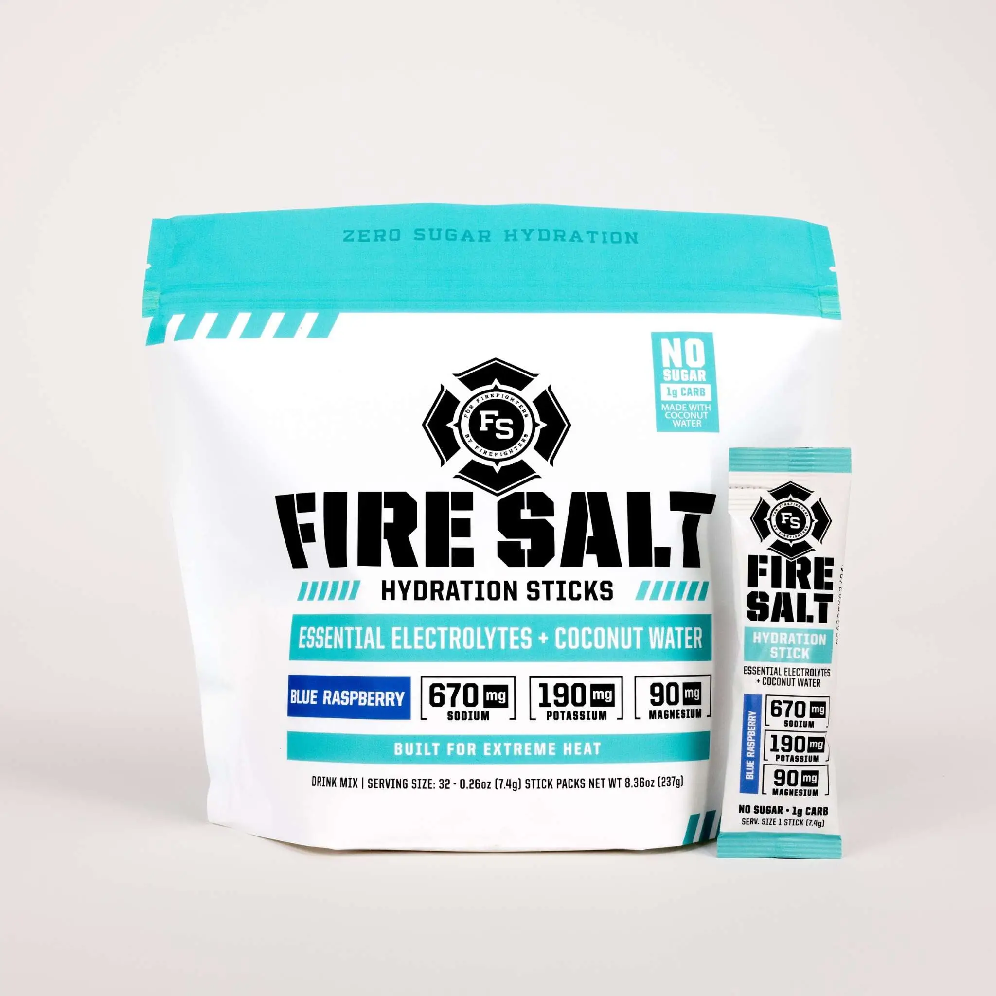 FIRE SALT Hydration Sticks - Essential Electrolytes & Coconut Water - Zero Sugar - 32 Pack - Sport Energy Drink Mix