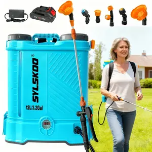 3.2 Gallon Backpack Sprayer Battery Powered, 0-80 PSI Adjustable Pressure Sprayer Compatible with 18V Battery, Electric Sprayer with steel telescopic spray wand, 5 Nozzles, 2.0Ah Battery&Charger Included