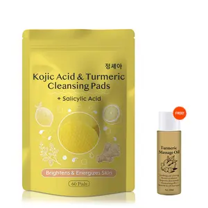Buy one, get one free！Turmeric Kojic Acid Cleansing Pads – Gentle Exfoliation & Brightening for Dark Spots, Uneven Tone & Acne-Prone Skin | Turmeric Pads for Face Dark Spots, Sensitive & Oily Skin, Daily Skincare & Travel-Friendly