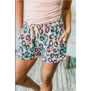 PINK TEAL LEOPARD SHORTS