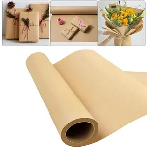 Brown Kraft Paper Roll, Brown Craft Paper Roll for Table Covering, Brown Wrapping Paper Roll for Shipping, Brown Packing Paper Roll Paper Table Runner Masking Paper Roll for Moving, Gift Wrapping, Bulletin Boards, Gift Box Packaging