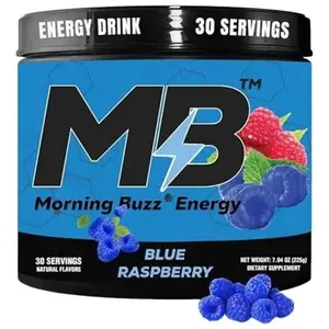 Morning Buzz Energy Powder Drink - Energy Boost Drink Mix - Sugar-Free Energy with Antioxidants - Morning Kickstart and Sports Nutrition Endurance Product - 30 Servings, Blue Raspberry, 8 Ounces