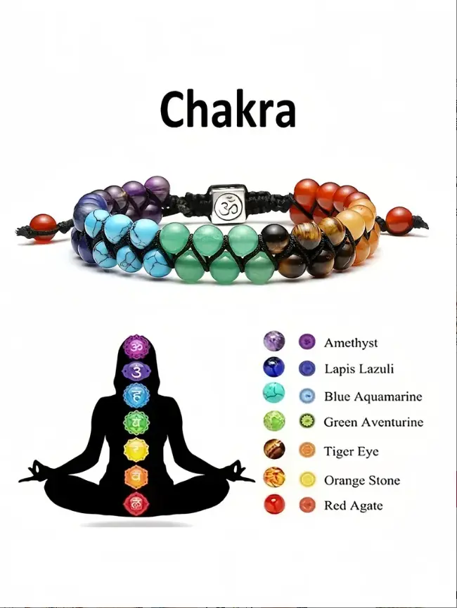 Seven Chakra Healing Crystal Beaded Bracelet, Natural Gemstones & Quartz,  Yoga Meditation Accessory, All Seasons Wear, Energy Bracelet, Crystal Bracelets