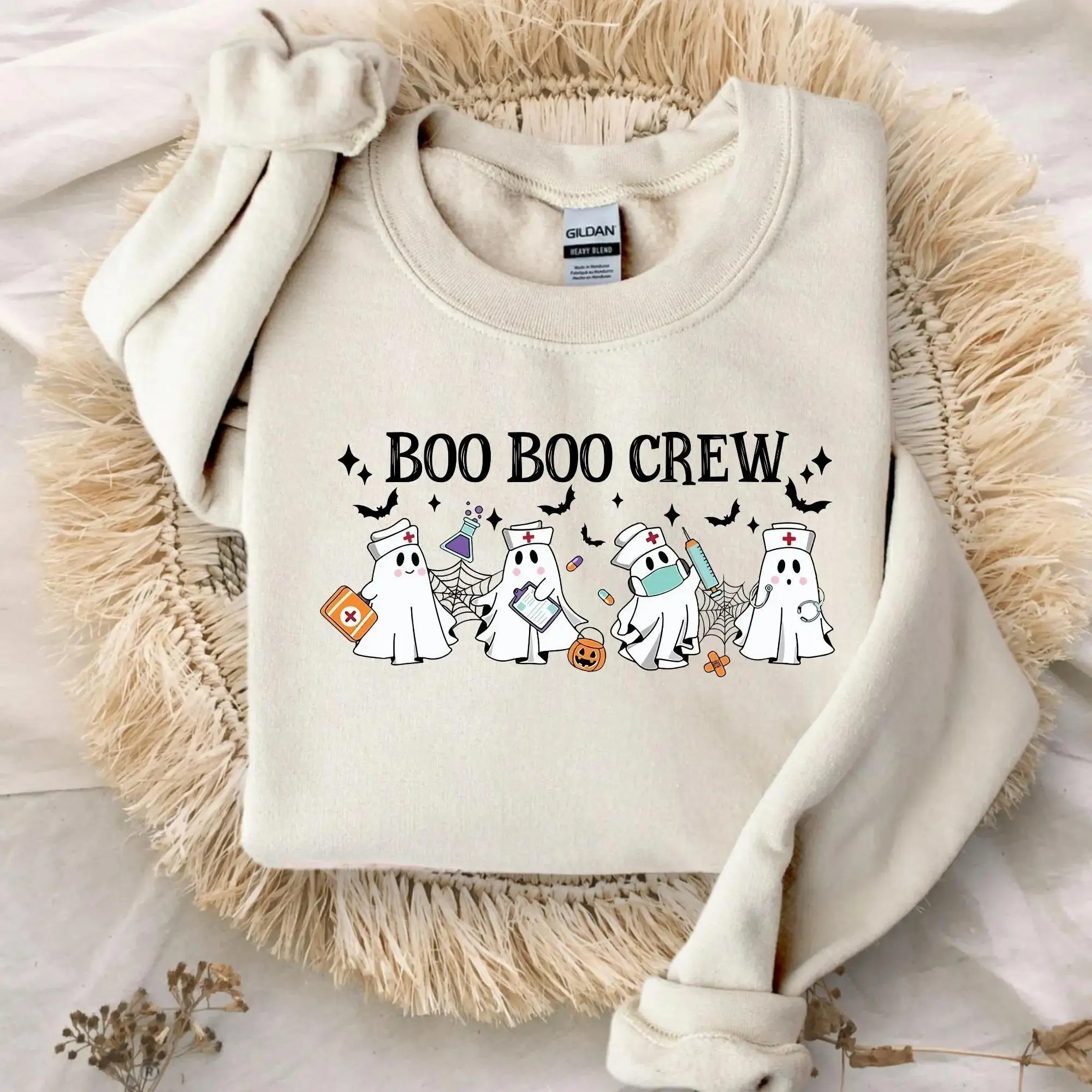 Boo Boo Crew Sweatshirt or T-Shirt, Funny Nurse Shirt, Nurse Crewneck Sweatshirt, Nursing Gift,Nurse Tee, Ghost Nurse Shirt, Halloween Nurse Sweatshirt
