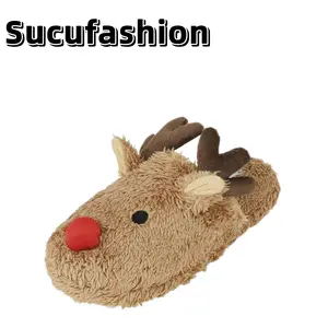 【SucuFashion New Style】Winter Slippers for Women, Warm Reindeer Slippers Retro Soft Plush, Cozy Fuzzy House Shoes for Bedroom Holiday