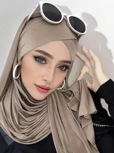 Women's Tie-On Crystal Linen Hijab, Solid Color Classic Design, Soft & Breathable Material, Ideal for Daily Wear & Abaya Accessory