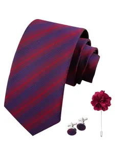 Men's Casual Shirt Set with Tie, Cufflinks, and Brooch Pin, 3-Piece Fashion Accessory for Parties and Gatherings, All Seasons