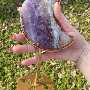 Amethyst Lace Agate Moon with Stand