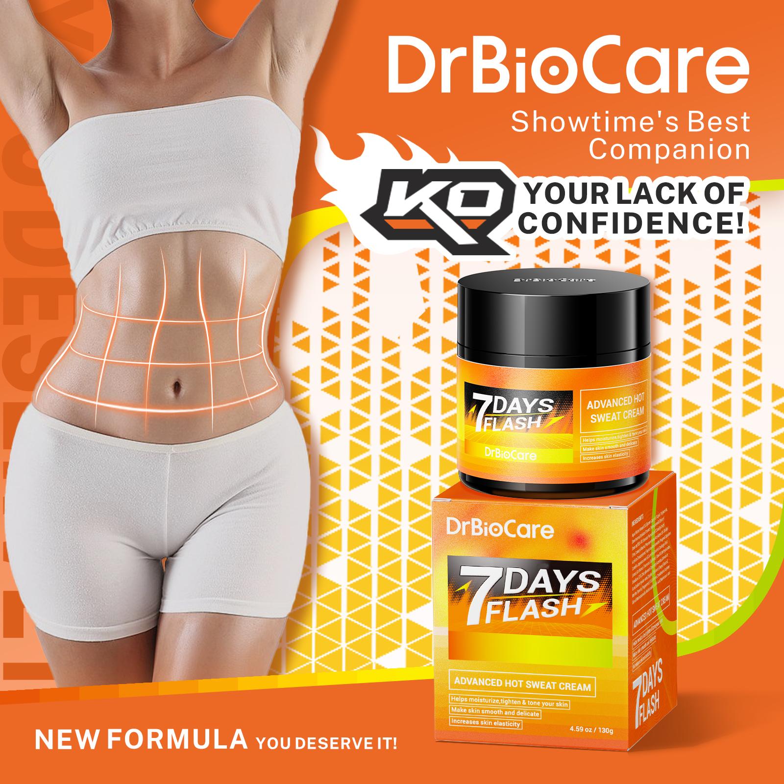 DrBioCare Sweat Enhancer Cream – Tone & Moisturize for Arms, Back, Thighs & Waist, Enhance Skin Elasticity, Smooth Body Care, 7 Days Flash Series