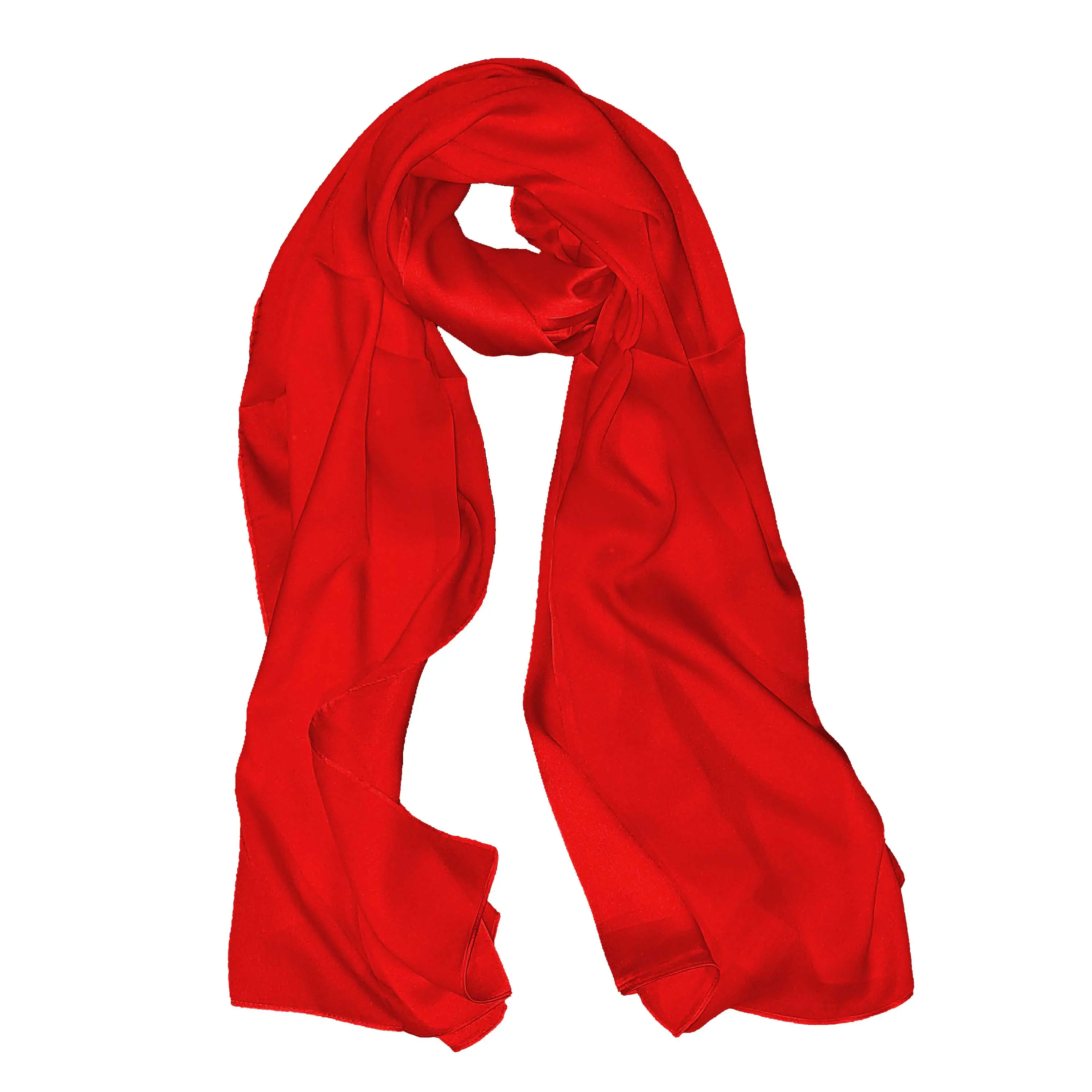 NWT Long Soft Satin Silk Scarf 32"x72" Rectangle Shawl Wrap 6502 Red