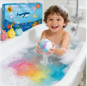 Ocean Series Bath Bombs for Kids | 12 Pack Fizzy Bath Balls with Hidden Sea Animal Toys, Colorful & Scented, Perfect Birthday/Christmas Gift for Toddlers