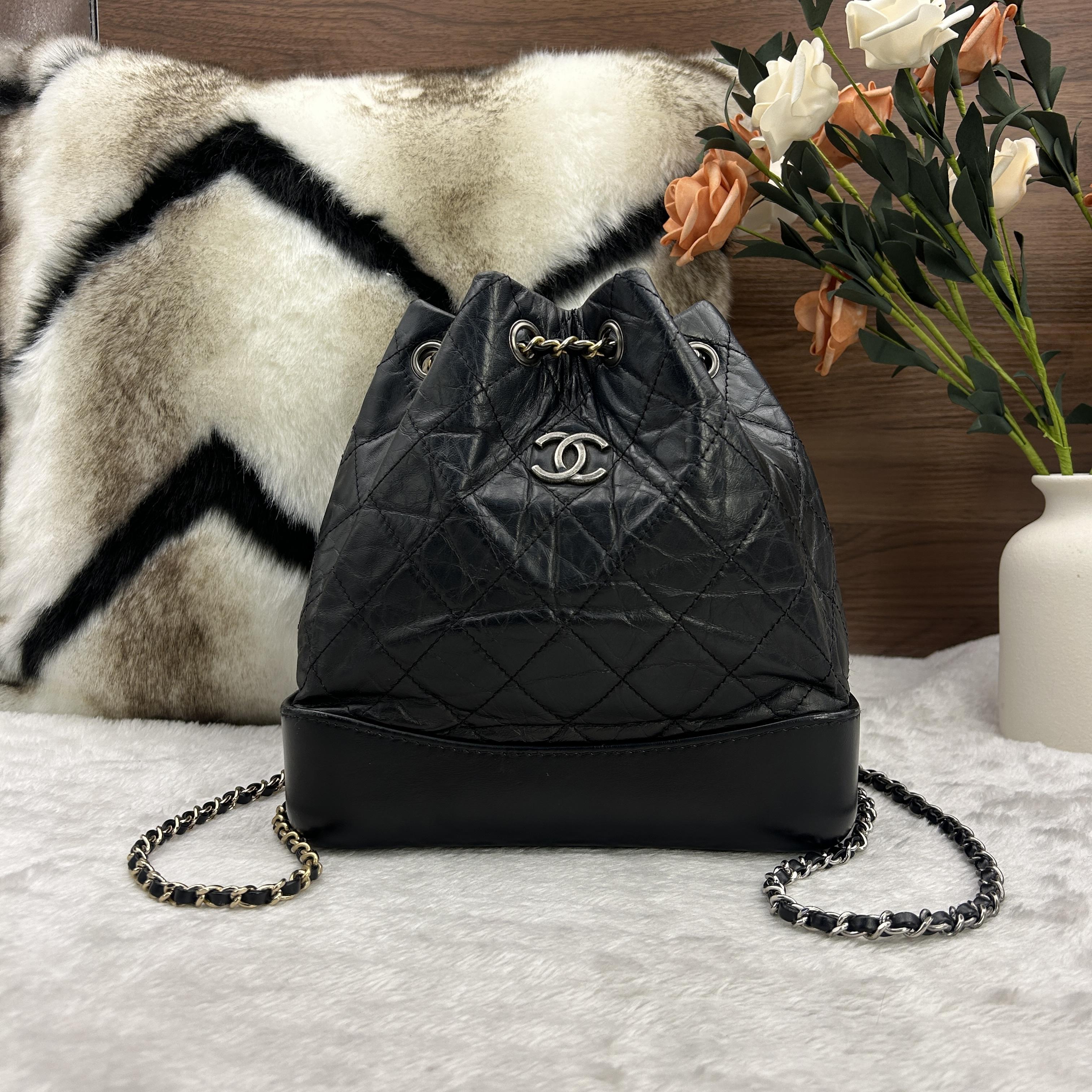 Pre-owned CHANEL Gabrielle "Wanderer" Series Drawstring Bucket Backpack 866
