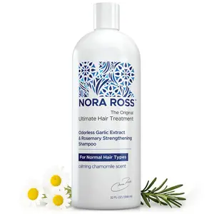 Nora Ross Strengthening Odorless Garlic Extract & Rosemary Shampoo – Hair Thickening Shampoo for Women and Men with Normal to Dry Hair, All Natural Hair Growth Shampoo for Thinning Hair – Anti-Dandruff and Scalp Cleanser Formula with Rosemary – 32oz