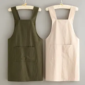 2 PCs Apron Cross Back Apron Pinafore Dress for Baking Cooking Gardening Work Men and Women