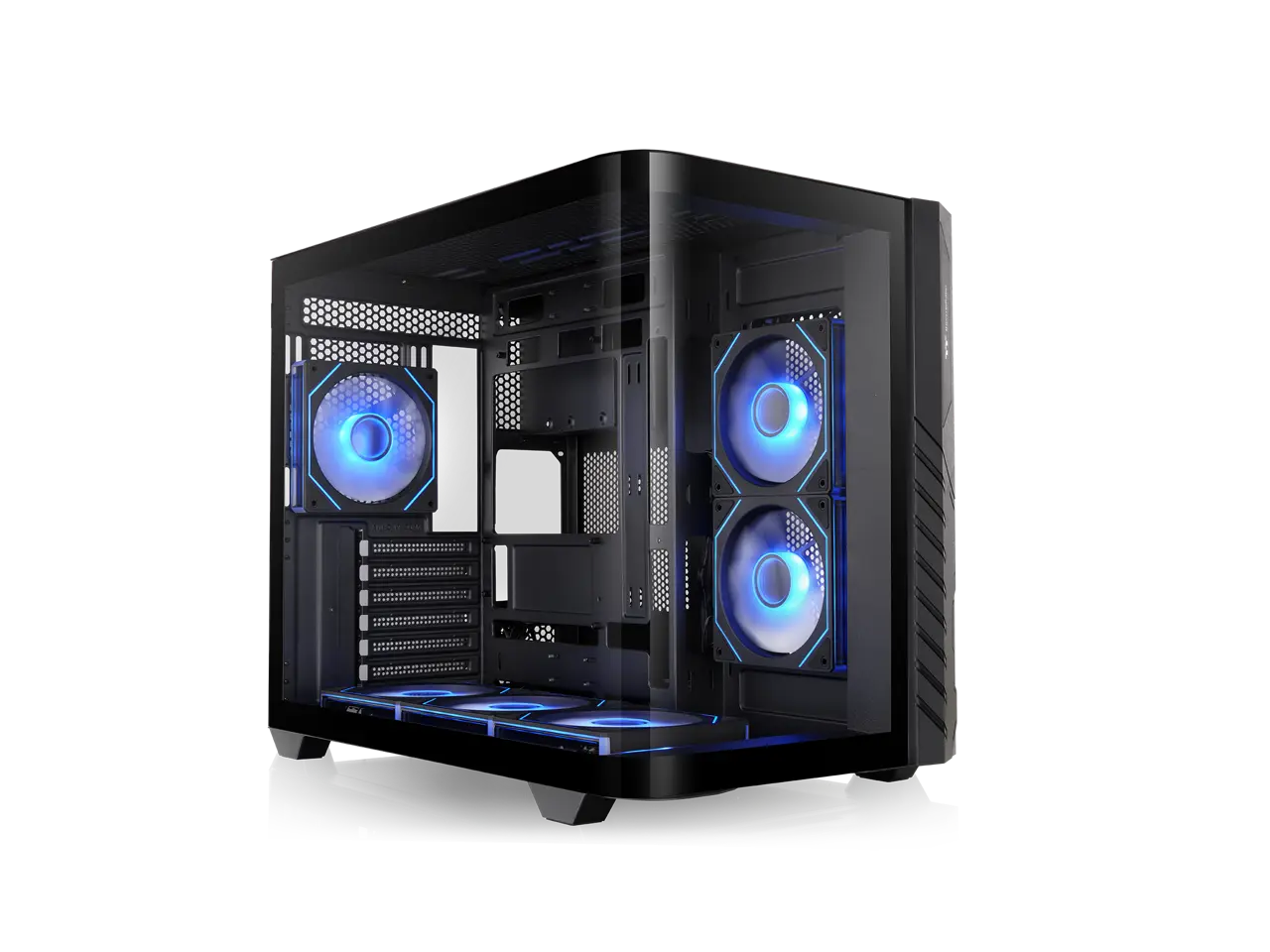 Thermaltake Vision 330 CR ARGB; Mid Tower; Curved Hinged TG panel; 6x120mm Infinity ARGB PWM Fans Included; 360mm Radiator Support; 420mm GPU Clearance; Hidden Connector Support; 250mm PSU; Black