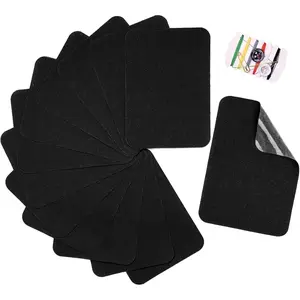 12 count Iron-on Repair Patch, Cotton Repair Patch for Clothes Pants Mending and Decorating Size 3" by 4-1/4", Black