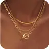 FREEKISS Layered Toggle Necklaces for Women: Dainty Link Chain Necklaces Paperclip Cuban Rope Adjustable Choker T-Bar Toggle Clasp Chunky Necklace for Women homeessentials Gold Choker Minimalist Necklace FallDealsForYou  BlackFriday
