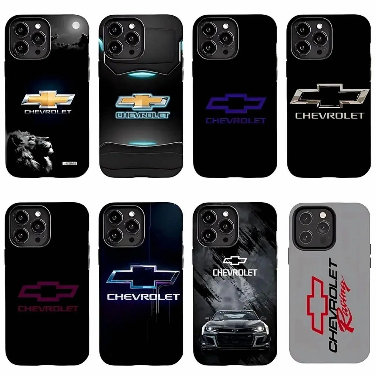 Chevrolet Logo Phone Case Set, 8 Designs Chevy Car Aesthetic Covers Compatible with iPhone 17, 16, 15, 14, 13, 12, 11, X & Galaxy – check our available sizes.