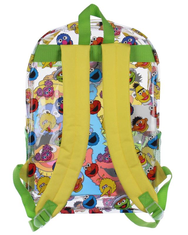 Sesame Street Elmo Big Bird Cookie Monster Clear Travel Backpack For Daily Use 17"