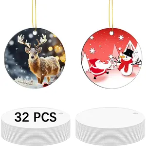 32 pcs Metal Sublimation Ornament Blanks,Christmas Ornaments Sublimation Christmas Ornament Blanks for Christmas Tree Decor Blank Ornaments,DIY Handmade Crafts Double Sided Sublimation Ornaments