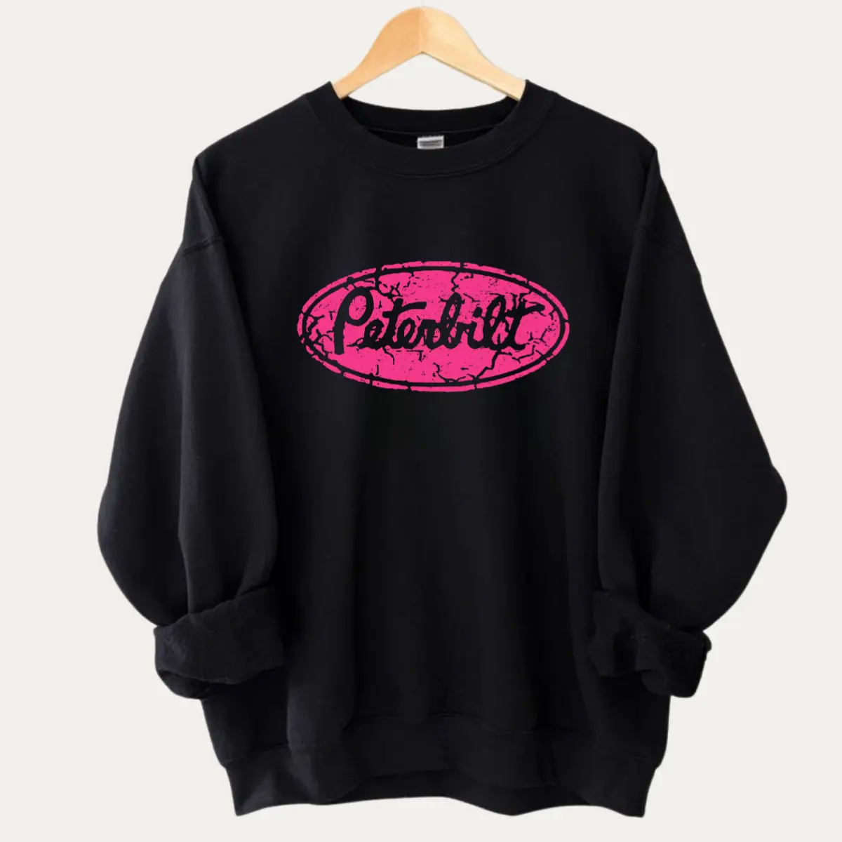 Vintage Peterbilt Logo in Pink Sweatshirt, Peterbilt Cracked Pink Logo Shirt, Cute Trucker Girl Tee
