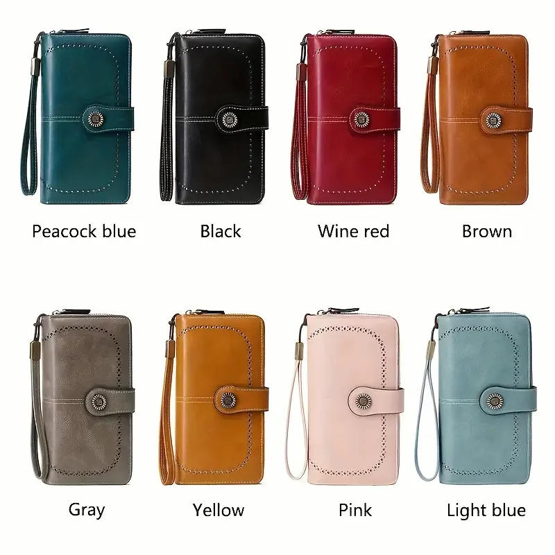 1pc Women's RFID Blocking Large Capacity Long Wallet with Wrist Strap - Multi-Compartment Zipper Purse, Phone Holder for Passport/Credit Cards, for smartphonelook (Smartphone Compatibility Varies by Model)