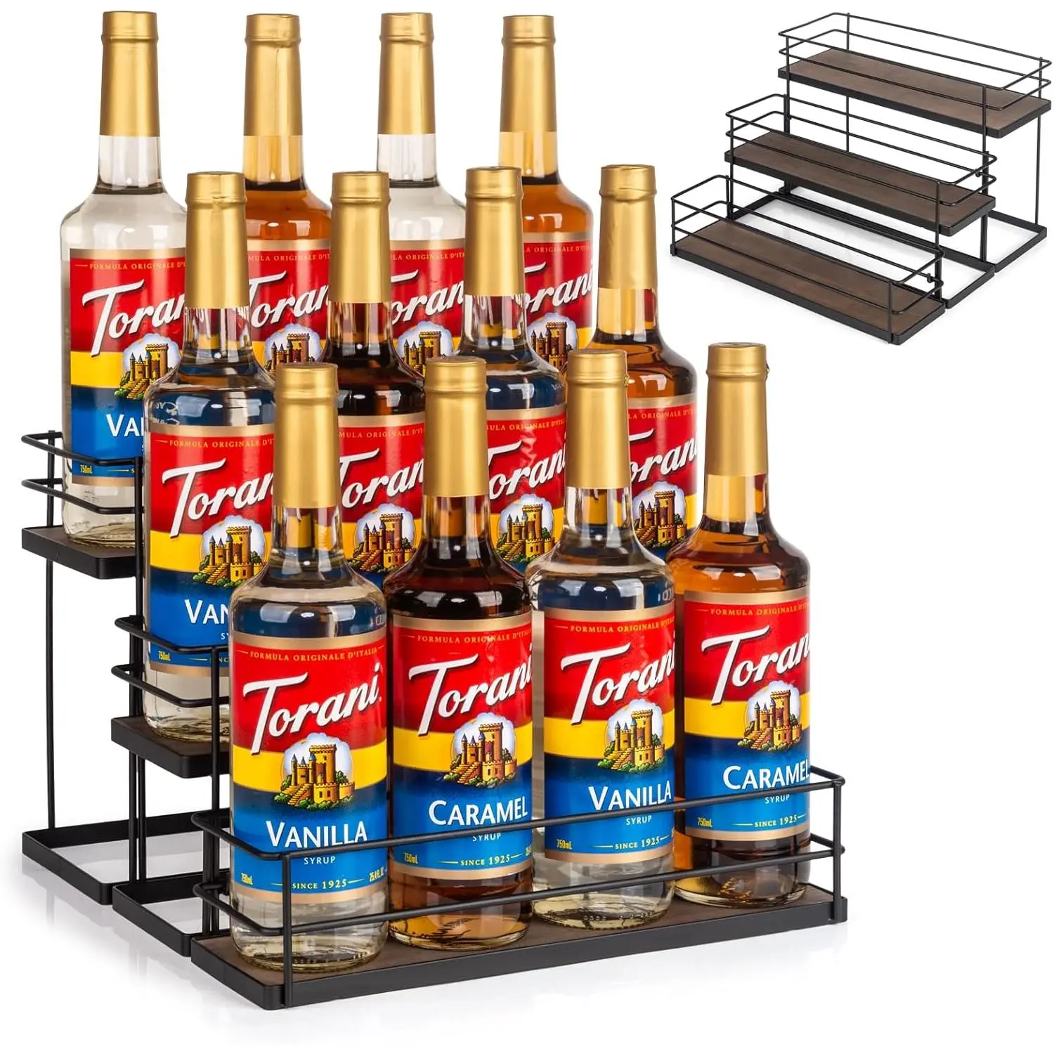12 Bottle Capacity Coffee Syrup Organizer 3 Tier Coffee Syrup Stand ...