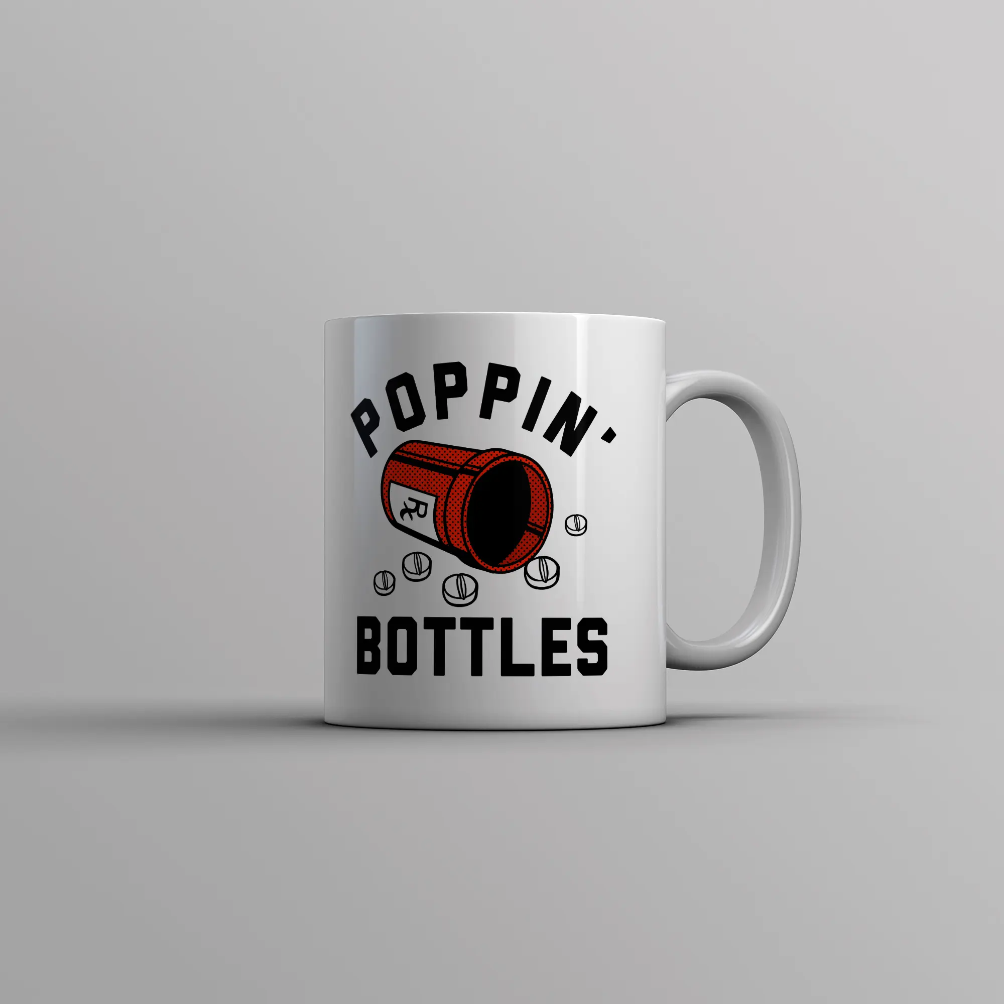 Poppin Bottles Mug Funny Rx Medicine Pill Container Drug Joke Cup - 11oz Funny Coffee Mugs Ceramic Printed Drinkware Cup