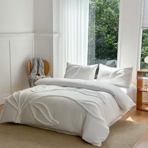 Leaf pattern Duvet Cover Set, Boho Tufted Comforter Sets with Zipper Closure, Including1 Duvet Cover & 1/2 Pillowcase without Filler, Soft Comfortable Bedding Set for Home Bedroom