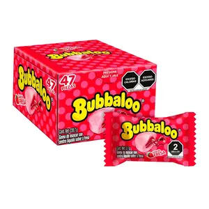 Bubbaloo fresa Chewing Bubble Gum with Liquid Filled Center, Box of 47 Pieces, Mexican Candy, Dulces Mexicanos
