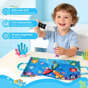 Baby and Toddle Fishing Game Toy for Children's Fun - Montessori Toy for Fine Motor Skills, Concentration, Cognitive Abilities & Color Sorting&Math Count - Great First Birthday Gift for Boys & Girls