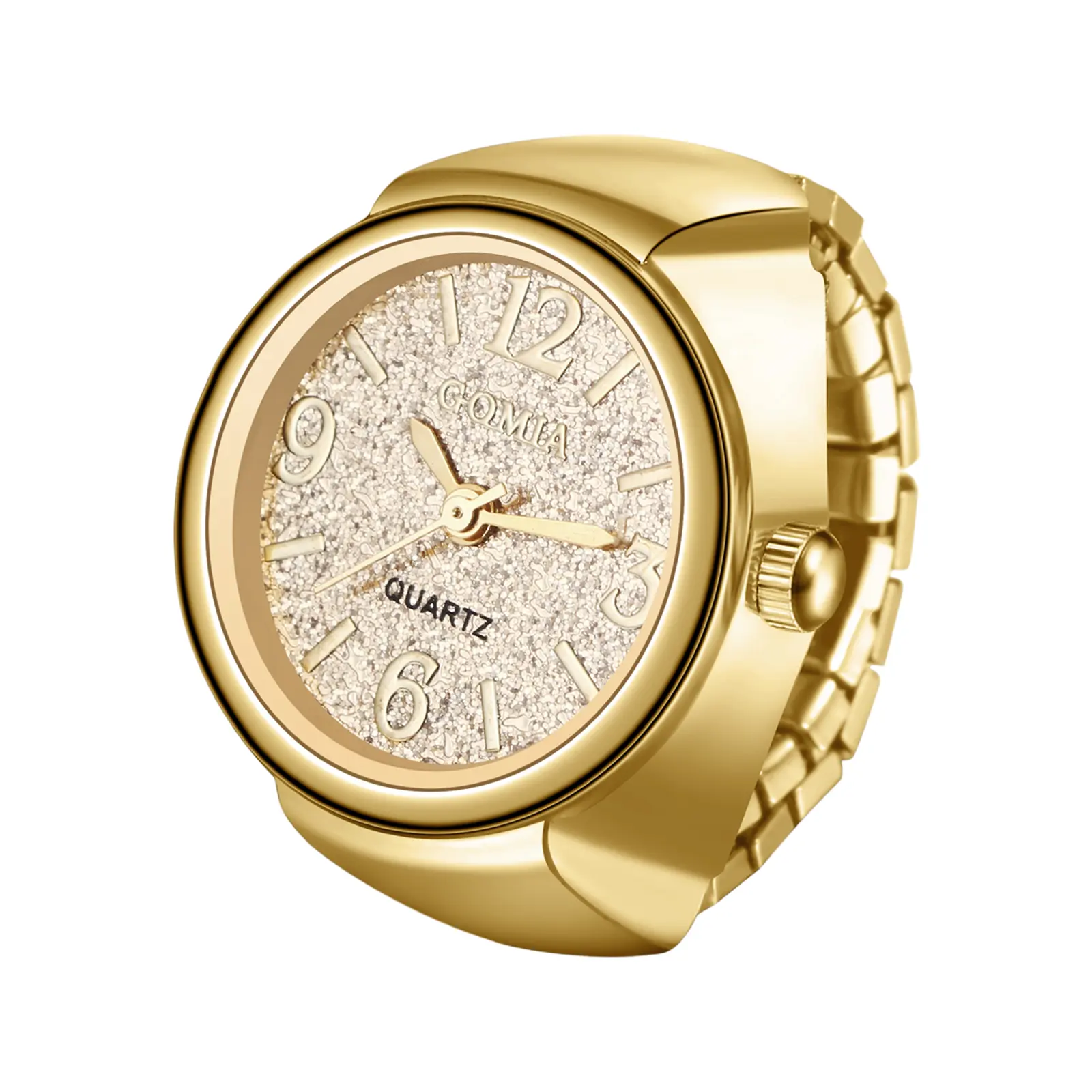 OIDEA Women's Elegant Gold Tone Fashionable Wristwatch - Round Quartz Dial, Adjustable Stainless Steel Elastic Stretch Band, Built-in Battery Party Accessory