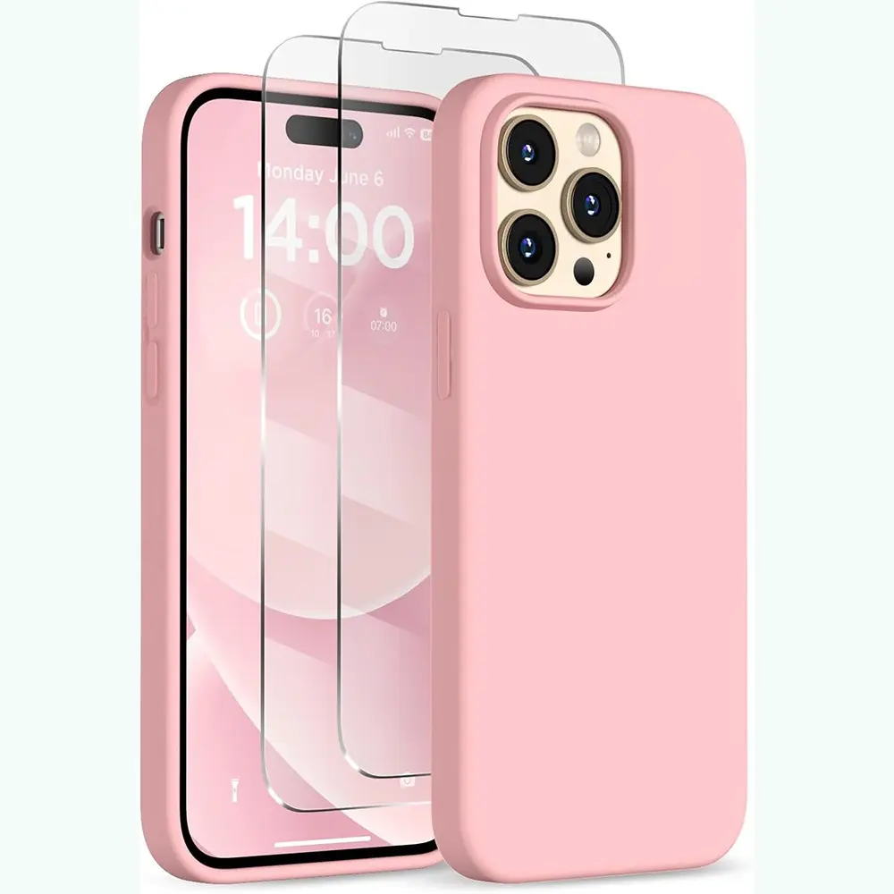 3 PCS 1 Phone Case with 2X Clear Screen Protectors Liquid Case Full Body Shockproof Protective Cover for iPhone 17 16 15 14 13 12 11 Pro Max Accessories, Protective Cellphone Casing