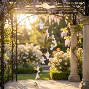 Angel Cupid Wind Chime with Adjustable Bells - Dorm Room Decor, Graduation Friendship Gift, Perfect for Bedroom Window Balcony Door Home Garden Hanging Ornament.
