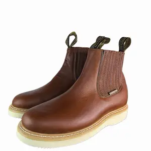 Work Boot Pull On Round Toe Slip Resistant /Bota Botin de Trabajo Mil Rayas/ Handmade Leather Ankle Work Boot Lightweight EST.315 Botin