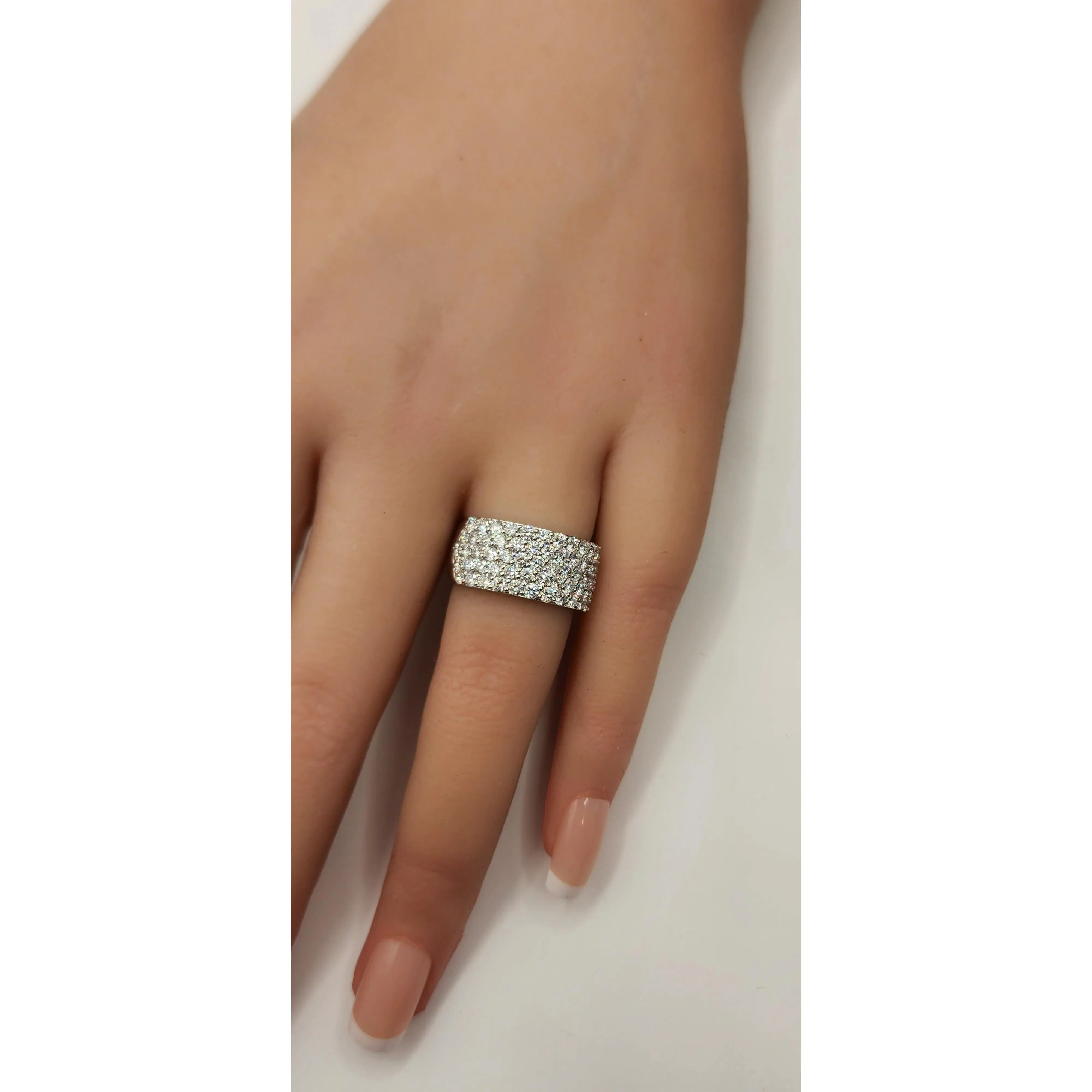 2 Carat Diamond Band - Multi-Row Pavé Ring | 14K White Gold