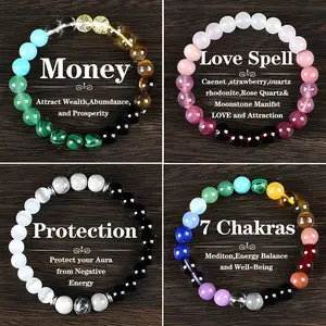 CrestJewels 4-piece Bohemian beaded bracelet set — natural yellow quartz, peacock stone, rose quartz, moonstone, tiger’s eye, and cinnabar; symbolizes wealth protection and vitality; suitable for banquets and everyday wear and also makes a great gift.