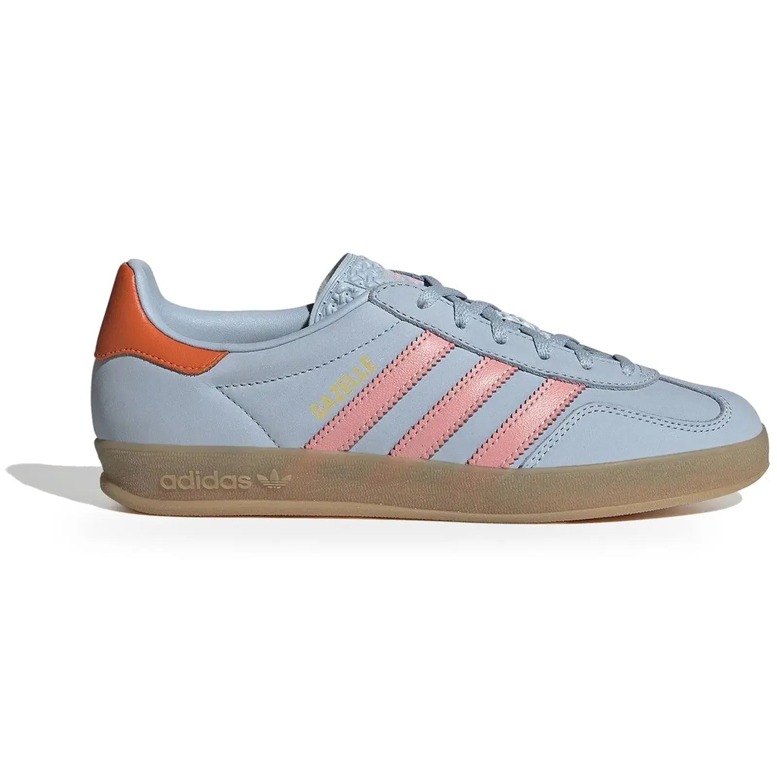adidas Gazelle Indoor Wonder Blue Solar Orange Gum Women's Sneaker Athletic Sports Trainer office sneakers casual shoe low top footwear, Female, Athletic Trainer