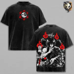 Benimaru Shinmon Washed Tee – Fire Force Anime T-Shirt, Strongest Fire Soldier Asakusa King Hybrid Second and Third Generation Calm Leader Protector Warrior Legacy Vintage Streetwear
