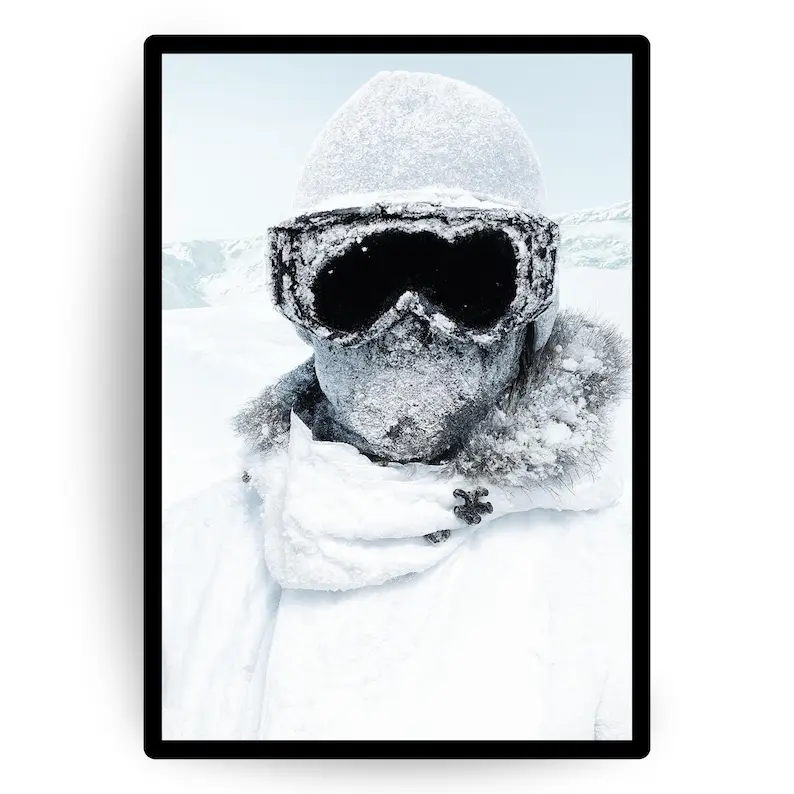 Whiteout Poster - Arctic Explorer Wall Art, Snowboard Photography, Snow Blizzard
