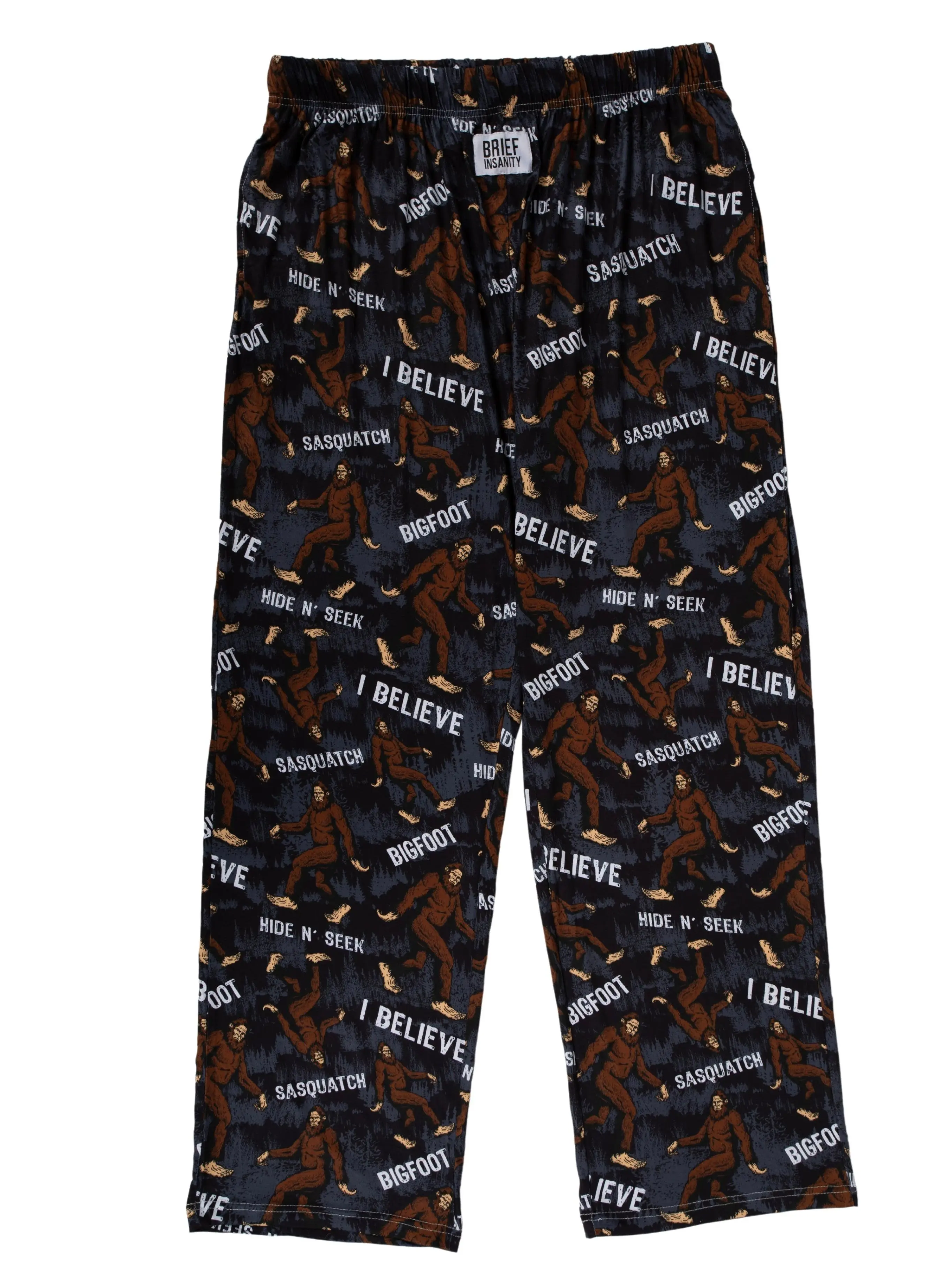Unisex Bigfoot Charcoal Stripe Loungewear Pants, Adult Polyester-Spandex Cozy Stylish Sleepwear Bottoms for Men & Women